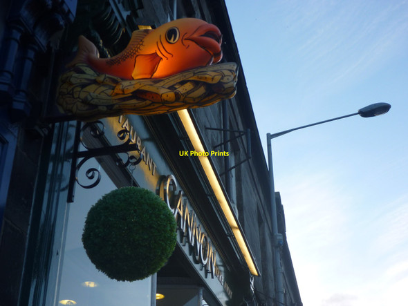 Photo 6"x4" Berwick-Upon-Tweed Townscape : Glowing Goldfish On Castlegate Berwick-upon-Tweed c2014