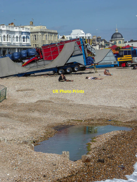 Photo 6"x4" Fairground, Worthing Beach from the Old Lido, Sussex Worthing\/TQ1303 c2014