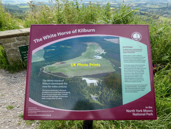 Photo 6"x4" Information Board, White Horse of Kilburn, Sutton Bank, Yorkshire High Kilburn c2014
