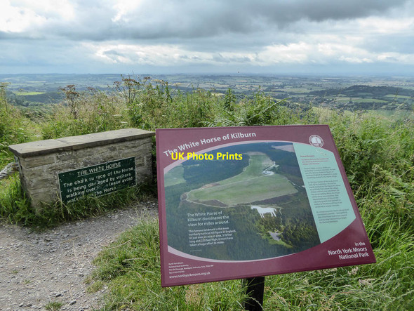 Photo 6"x4" Information Board, White Horse of Kilburn, Sutton Bank, Yorkshire High Kilburn c2014 P1