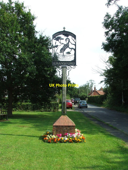 Photo 6"x4" Village Sign Cransford c2014