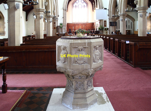 Photo 6"x4" St John the Baptist, Isleworth - Font Isleworth c2014