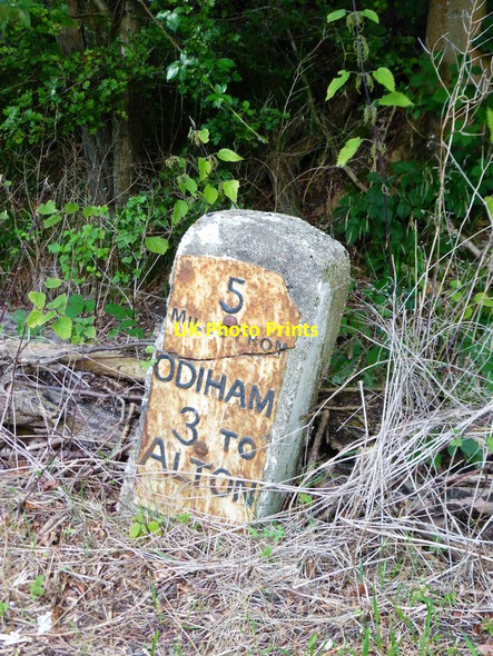 Photo 6"x4" Milestone between Odiham and Alton on the B3349 Golden Pot c2014