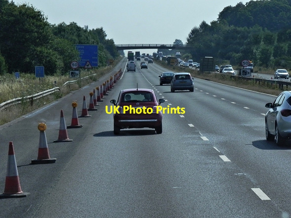Photo 6"x4" Roadworks on the M3 near Wintney Farm Hartley Wintney c2014