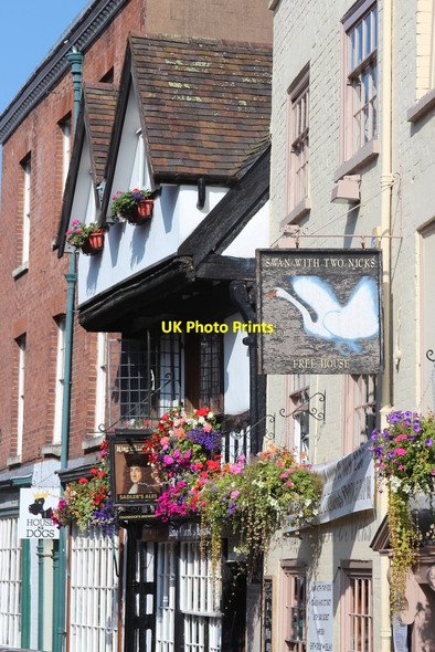 Photo 6"x4" Swan With Two Nicks and Saracen's Head Worcester c2014