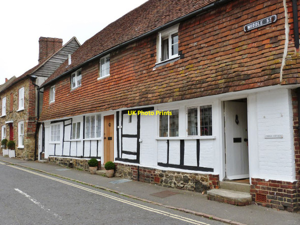 Photo 6"x4" Tile hung timber framed cottages in Middle Street, Petworth Petworth c2014