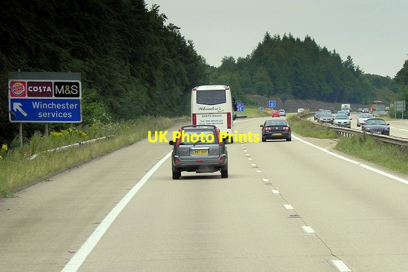 Photo 6"x4" Southbound M3, Exit to Winchester Services Micheldever c2014