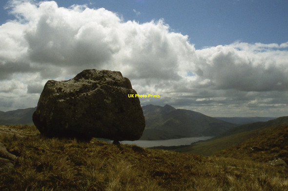 Photo 6"x4" Perched erratic on the ridge of Creag na Cathaig Creag na Cathaig c1998