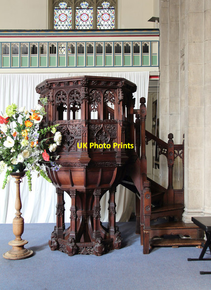Photo 6"x4" St Barnabas, Addison Road - Pulpit Kensington\/TQ2579 c2014