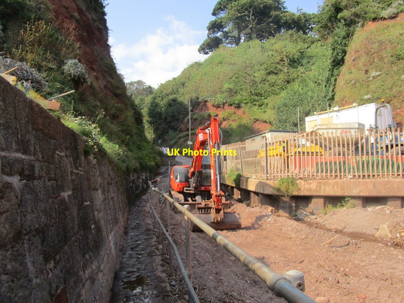 Photo 6"x4" Work at the bottom of Smuggler's Lane Teignmouth c2014