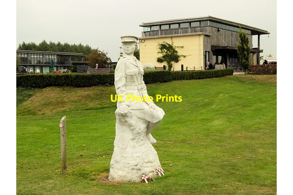 Photo 6"x4" ATS Statue and Millennium Chapel at the National Memorial Arboretum Croxall c2014