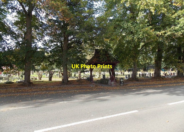 Photo 6"x4" Tree-lined edge of Whitchurch Road Cemetery, Wem Wem c2014