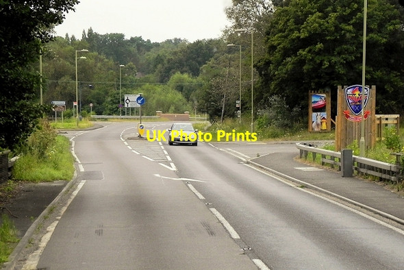 Photo 6"x4" Westbound A339 Passing Entrance to Four Kingdoms Adventure Park Bishop's Green c2014