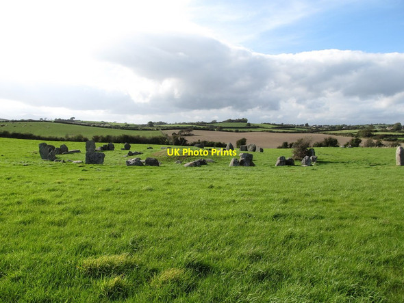Photo 6"x4" View west across the Ballynoe Stone Circle Downpatrick c2014