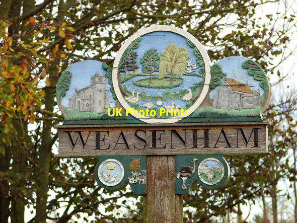 Photo 6"x4" Weasenham village sign Weasenham St Peter c2014 P1
