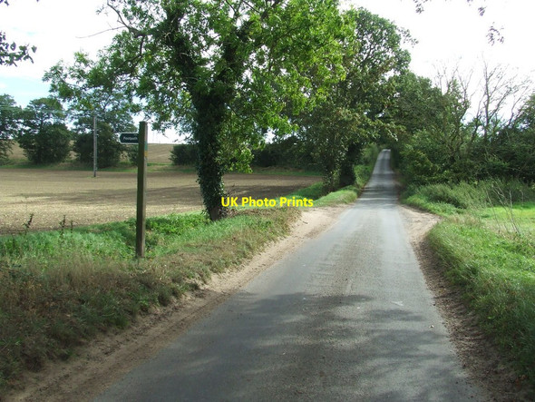 Photo 6"x4" Country road and footpath Peasenhall c2014