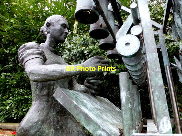 Photo 6"x4" Flax Spinner sculpture, Sion Mills Sion Mills c2014
