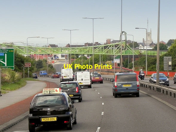 Photo 6"x4" Green Footbridge over Uttoxeter Road Normacot c2014
