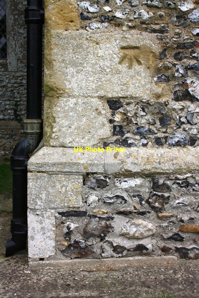 Photo 6"x4" Benchmark on the West face of St John the Baptist Church South Stoke\/SU5983 c2014