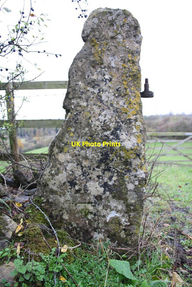Photo 6"x4" Gatepost with benchmark, Fawler Road Charlbury c2014