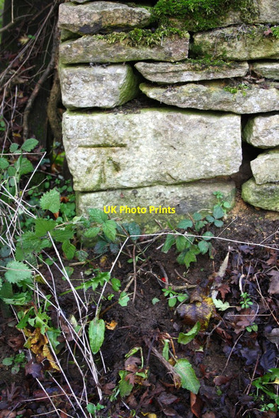 Photo 6"x4" Benchmark on wall beside B4026 Charlbury c2014