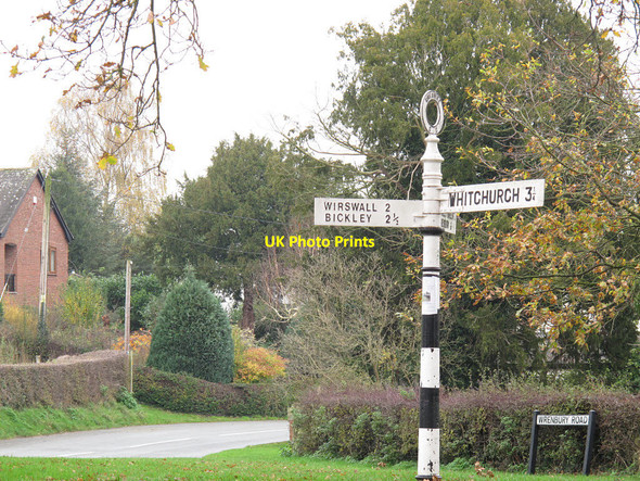 Photo 6"x4" Signpost in the centre of Marbury village Marbury c2014