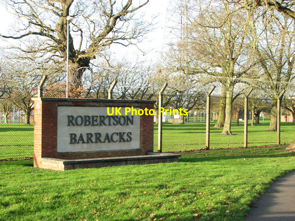 Photo 6"x4" Robertson Barracks sign Worthing\/TF9919 c2014