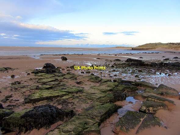 Photo 6"x4" Budle Bay west of Heather Cottages Waren Mill c2014