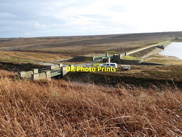 Photo 6"x4" The dam on Hisehope Reservoir Horsleyhope c2014
