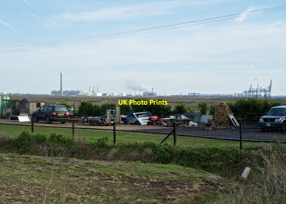 Photo 6"x4" Grain Container Port and Power stations from Creek Lane Upper Stoke over Stoke Saltings Grain\/TQ8876 c2014