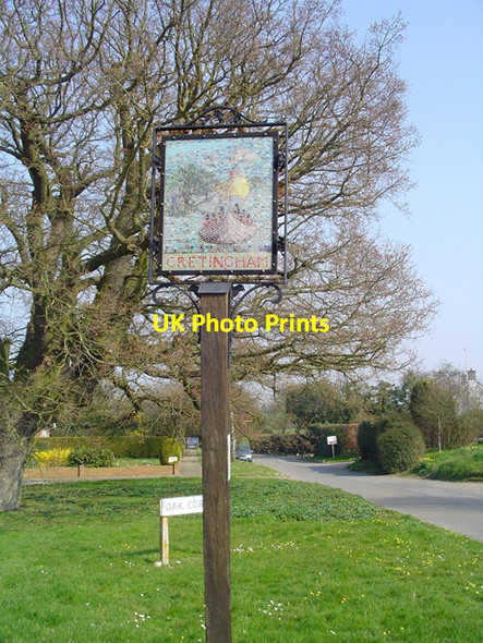 Photo 6"x4" Cretingham village sign Cretingham c2007