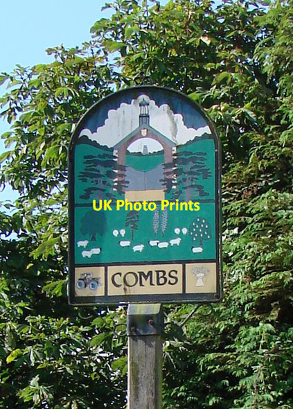 Photo 6"x4" Combs village sign (detail) Stowmarket c2008