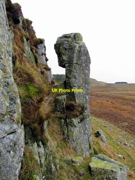 Photo 6"x4" Whin Sill pillar, Kennel Crags Broomlee Lough c2015