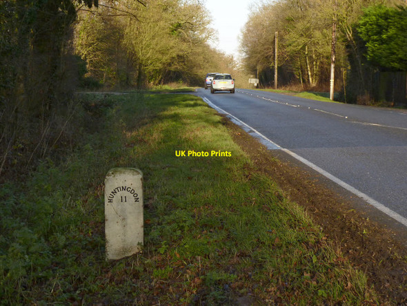 Photo 6"x4" Milestone near Longstowe Longstowe c2014