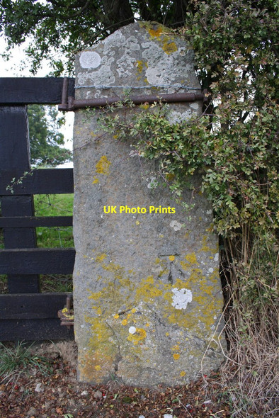 Photo 6"x4" Benchmark on gatepost at entrance to Ruswick Manor Finghall c2014