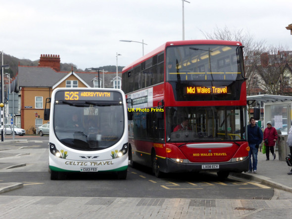 Photo 6"x4" Celtic and Mid Wales Travel buses at Aberystwyth bus station Aberystwyth c2015