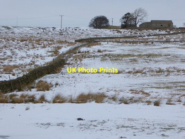 Photo 6"x4" Snow-bound fields below High Ramshaw Coanwood c2015