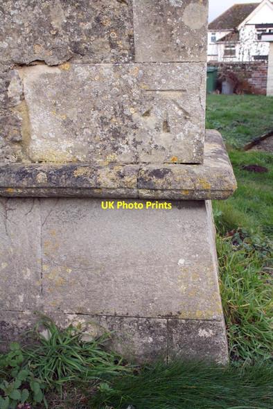 Photo 6"x4" Benchmark on St Leonard's Church Drayton St Leonard c2015