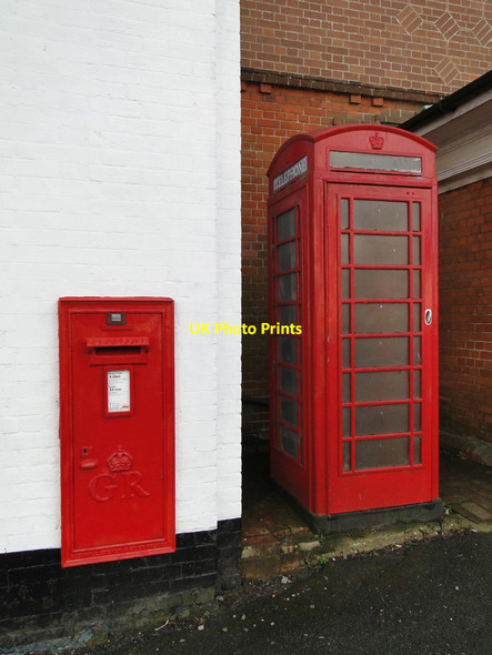 Photo 6"x4" GR postbox and ER K6 telephone box Orford\/TM4249 c2015
