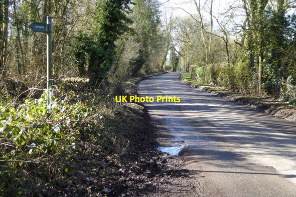 Photo 6"x4" Swallowfield Road with byway junction Farley Hill\/SU7564 c2015