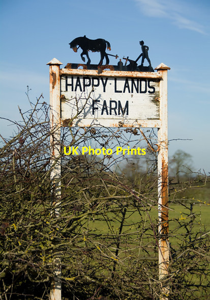 Photo 6"x4" Sign for Happy Lands Farm, near Beeford Dringhoe c2015
