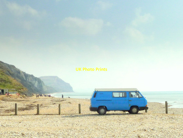 Photo 6"x4" VW Campervan at Charmouth Lyme Regis c2015