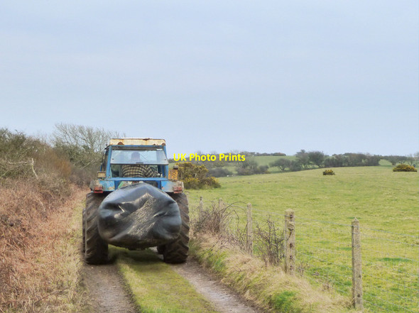 Photo 6"x4" Tractor on path between Stonebarrow Hill and Greenlands Farm Morcombelake c2015
