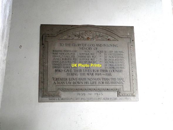 Photo 6"x4" The WW1 and WW2 memorial at St. Margaret's South Elmham St Margaret South Elmham c2015