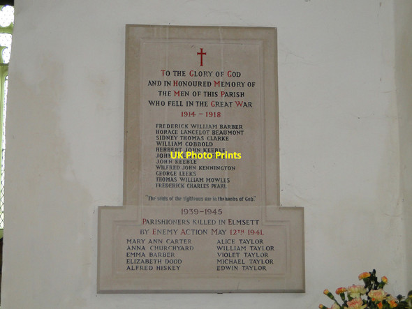 Photo 6"x4" War Memorial in Elmsett church Elmsett c2015