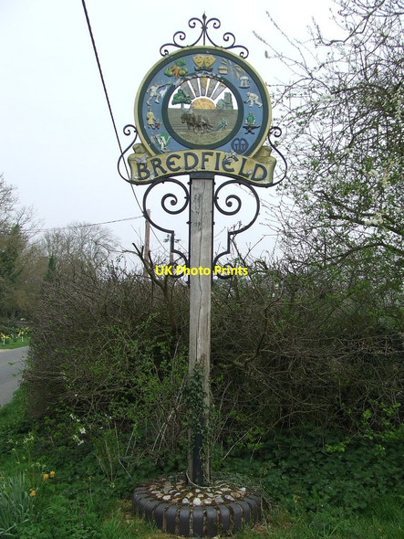 Photo 6"x4" Village Sign Bredfield c2014
