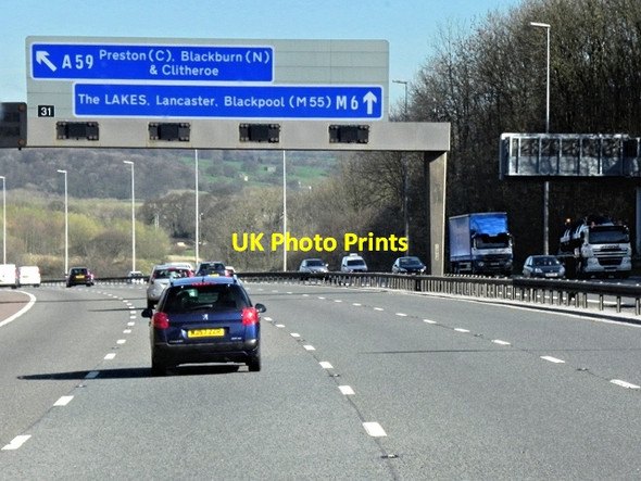 Photo 6"x4" Northbound M6 near Junction 31 Roach Bridge c2014