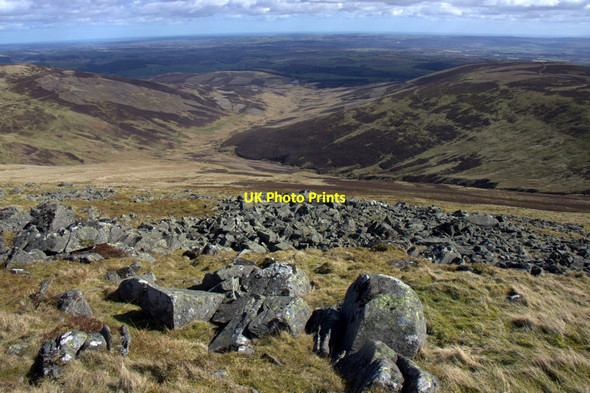 Photo 6"x4" View to the valley of the Burn of Corogle from Cat Law Ascreavie c2014
