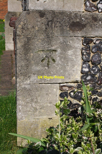 Photo 6"x4" Benchmark on buttress of St John the Baptist Church Reading c2014