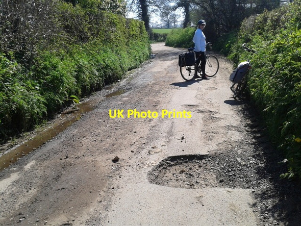 Photo 6"x4" Potholes - the bane of cyclists in country lanes Woodgate\/ST1015 c2014